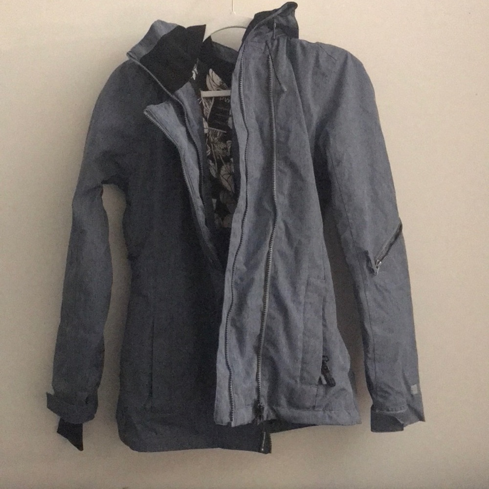 Blue fur hood winter coat
